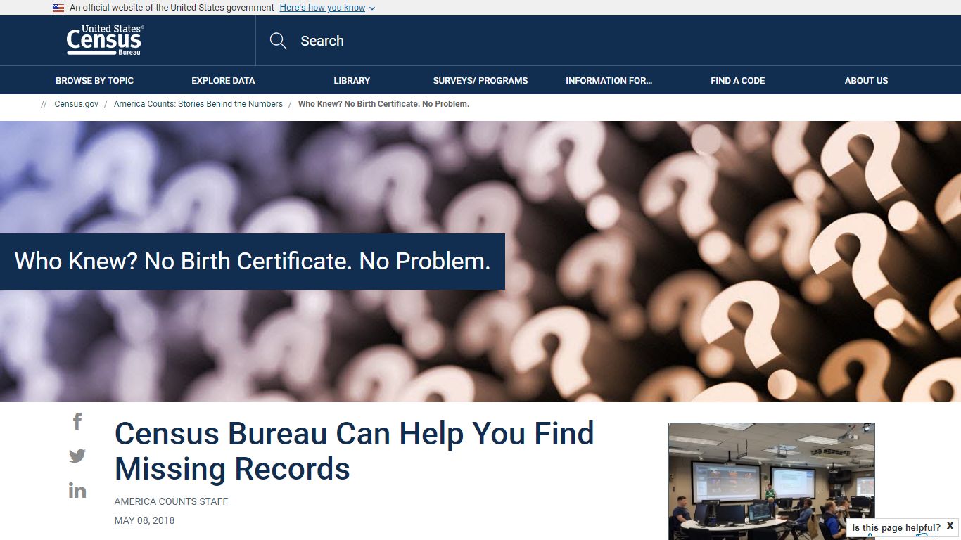 Who Knew? No Birth Certificate. No Problem. - Census.gov